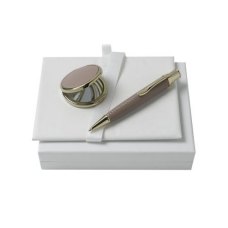 Zestaw RPBG408 - lusterko RAG408 `Evidence Sandy Pink` + długopis RSL4084 `Evidence Leather Sandy Pink`
