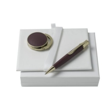 Zestaw RPBH407 - wieszak na torebkę RAH407 `Evidence Burgundy` + długopis RSL4074 `Evidence Leather Burgundy`