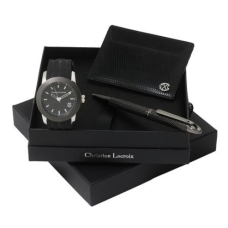 Zestaw LPBCM418 - etui na wizytówki LLC418 `Rhombe` + zegarek LMN426 `Caractère` + długopis LSI4184 `Rhombe`