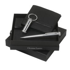 Zestaw LPBUW536 - brelok - pendrive LAU536 Ruby Chrome + portfel na karty LLW536 Ruby + długopis LSS5364 Ruby Chrome
