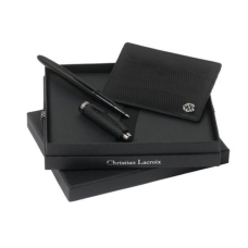Zestaw LPCR418 - etui na wizytówki LLC418 `Rhombe` + pióro kulkowe LSL4185 `Rhombe Leather`