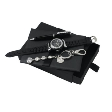 Zestaw Ungaro brelok Goccia + zegarek Diadema Black + długopis Goccia, kolor czarny    				                