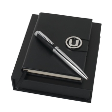 Zestaw Ungaro notes + długopis seria Simply U, kolor czarny    				                