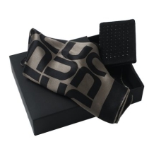Zestaw Ungaro etui na wizytówki Goccia + apaszka Monogramma Mini Black/Brown, kolor brązowy    				                