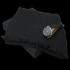 Zestaw Ungaro  szal Celso + zegarek Gio Black, kolor czarny    				                
