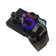 Zestaw Ungaro apaszka Monogramma + zegarek Preziosa Black, kolor wielokolorowy    				                