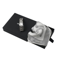 Zestaw apaszka Ungaro Monogramma Mini Grey/White + zegarek Goccia Silver, kolor srebrno-czarny    				                
