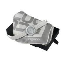 Zestaw Ungaro apaszka  Monogramma Mini Grey/White + zegarek Diadema White, kolor szary    				                