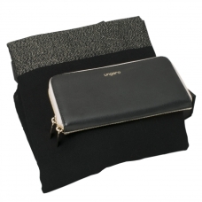 Zestaw Ungaro portmonetka + szal seria Sienna Black - Gold, kolor czarny    				                