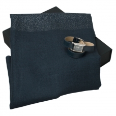Zestaw Ungaro zegarek + szal seria Sienna Blue - Silver, kolor czarny    				                