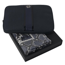 Zestaw Ungaro szal + torba na laptop seria Pitone Blue, kolor czarny    				                