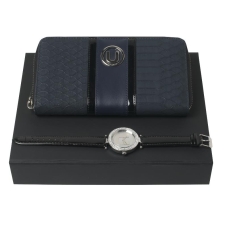 Zestaw Ungaro portmonetka Pitone Blue + zegarek Gemma, kolor czarny    				                