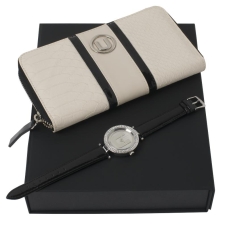 Zestaw Ungaro portmonetka Pitone Cream + zegarek Gemma, kolor biały    				                