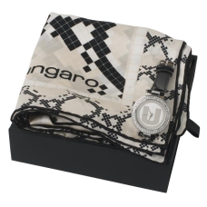Zestaw apaszka Ungaro Pitone Cream + zegarek Gemma, kolor czarny    				                